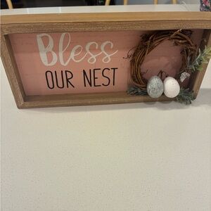 Rustic 'Bless Our Nest' Sign with Wreath